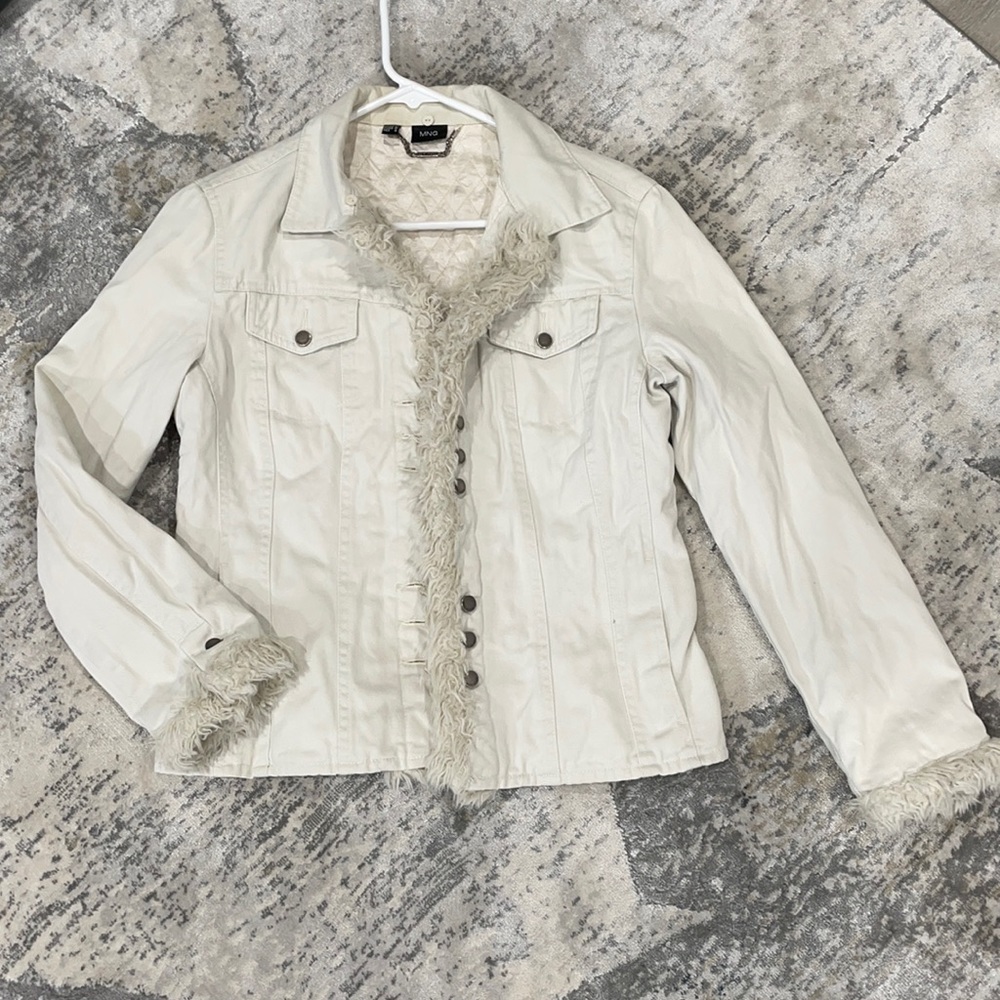 Mango Jeans Jacket, Size M, White